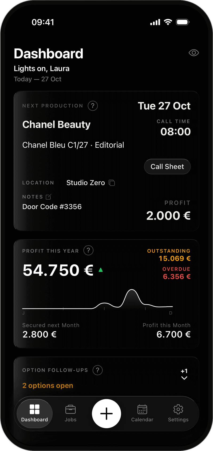 Agency OS Booker dashboard on iPhone